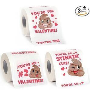 3 Rolls Valentines Day Toilet Paper, Funny Gift for Anniversary Present
